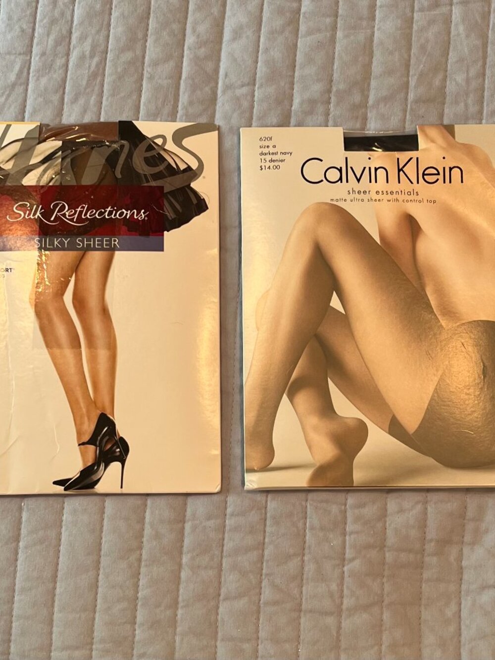 2 New Control-top Pantyhose: Calvin Klein + Hanes Silk Reflections